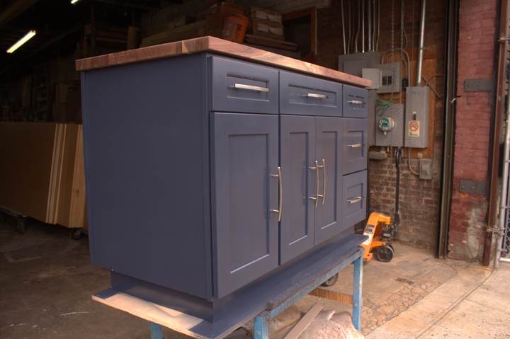 Blue Navy Kitchen Island with Base